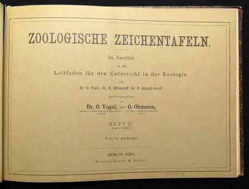 Vogel,Ohmann Zoologische Zeichentafeln 3 Hefte komplett 1892-93 54 Tafeln gesamt