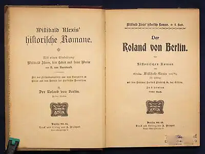 Alexis historische Romane "Der Roland von Berlin" 3 Bde um 1935 Belletristik sf