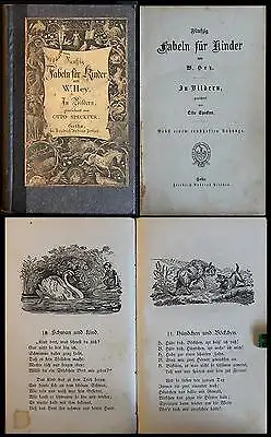 Hey/ Speckter Fünfzig Fabeln für Kinder um 1880 2 in 1 Kinderbuch Illustriert xz