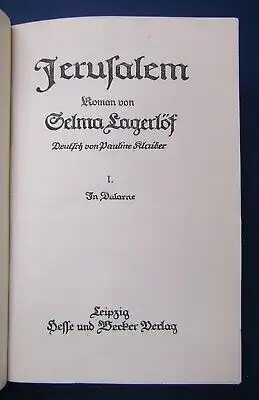 Lagerlöf Jerusalem Roman um 1920 Belletristik Literatur Geschichten Ortskunde js