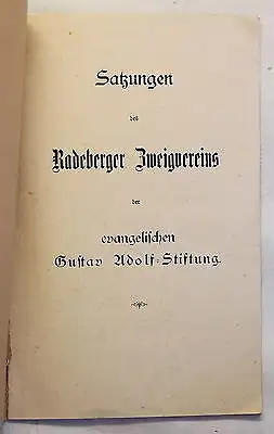 Satzung Radeberger Zweigverein der evangelischen Gustav Adolf-Stiftung 1901 xz