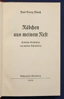 Münch Räbchen aus meinem Nest 1936 Halbkunstleder-Handeinband Georg Schuster sf