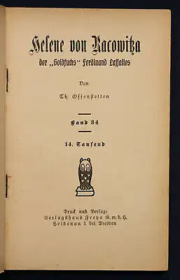 Offenstetten Frauen der Liebe Band 34 "Helene Racowitza" um 1925 Liebesroman sf