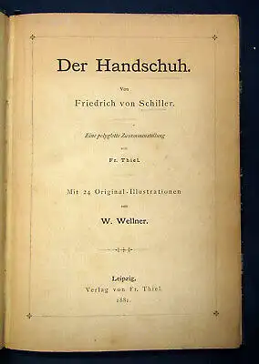 Schiller Der Handschuh Eine polyglotte Zusammenstellung von Fr. Thiel 1881 js