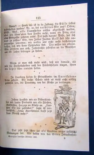Adolf Brennglas Komischer Volks - Kalender 4. Jhg. 1849 Humor Belletristik