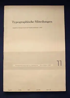 Typographische Mitteilungen 29. Jahrgang 1932 Buchdruckerei Heft 11 Wissen  js