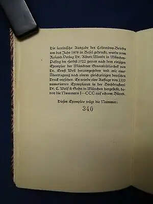 De Insulius Inuentis Nr. 340/ 1300 Exemplaren Der Columbus- Brief lateinisch js