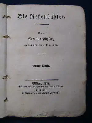 Sämmtliche Werke Caroline Pichler 9. Band 1828 "Die Nebenbuhler" Belletristik sf