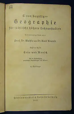 Muhle/ Krause Geographie für sächsische höhere Lehranstalten Heft 7 & 8 1927 sf