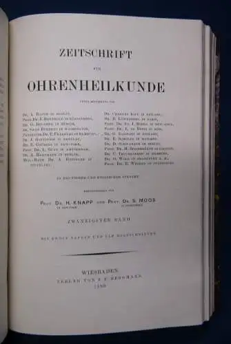 Knapp/ Moos Zeitschrift für Ohrenheilkunde 19.& 20. Band 1889 Medizin Wissen sf