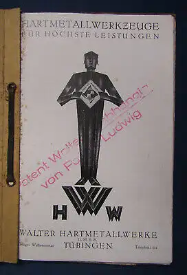 Original Katalog Walter Hartmetallwerke Tübingen um 1930 Drehen Fräsen sf