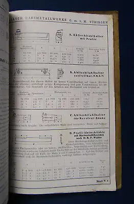 Original Katalog Walter Hartmetallwerke Tübingen um 1930 Drehen Fräsen sf