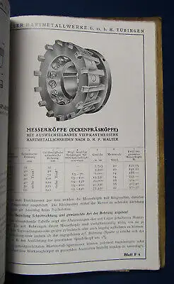 Original Katalog Walter Hartmetallwerke Tübingen um 1930 Drehen Fräsen sf