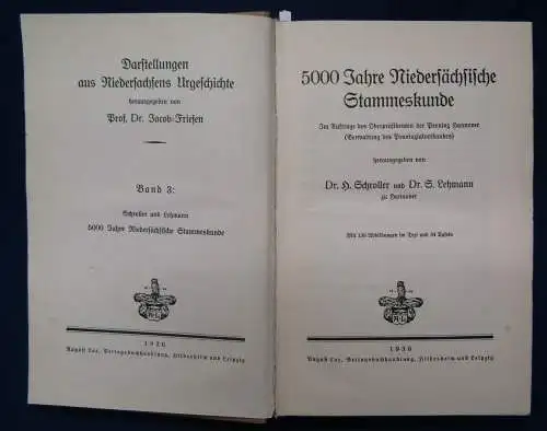 Lehmann 5000 Jahre Niedersächsische Stammeskunde 1936 Band 3 Urgeschichte js