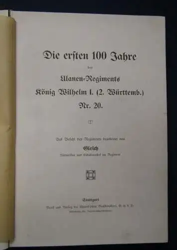 Gleich Die ersten 100 Jahre Ulanen- Regiments König Wilhelm I. o.J.  js