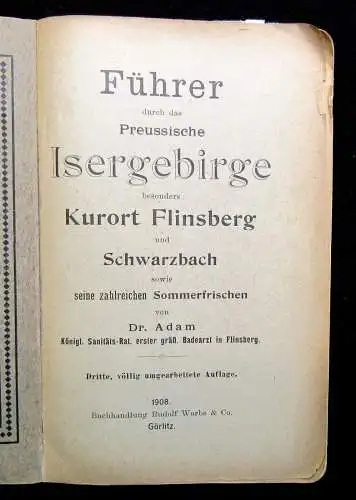 2x Führer durch das Riesen-und Isergebirge +Beigabe Karte Beigabe Führer 1908