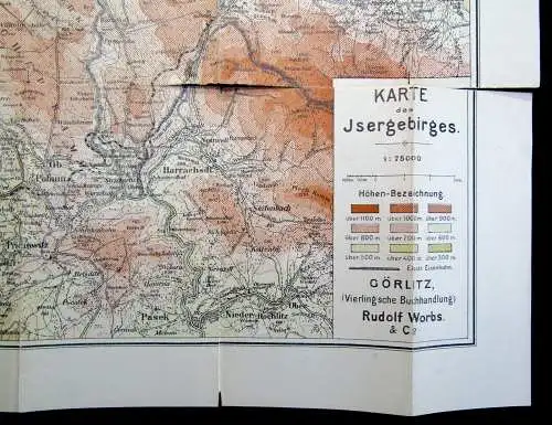 2x Führer durch das Riesen-und Isergebirge +Beigabe Karte Beigabe Führer 1908