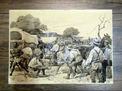 Otto Gerlach "Feldschmiede der Schutztruppe am Waterburg" 2.H. 19.JHh. 2° Folio