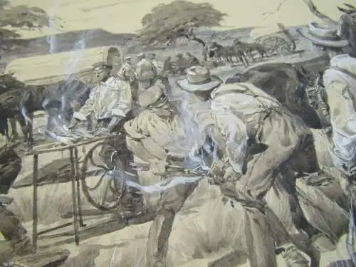Otto Gerlach "Feldschmiede der Schutztruppe am Waterburg" 2.H. 19.JHh. 2° Folio