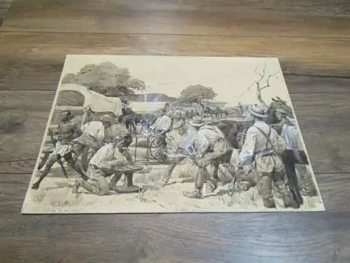 Otto Gerlach "Feldschmiede der Schutztruppe am Waterburg" 2.H. 19.JHh. 2° Folio