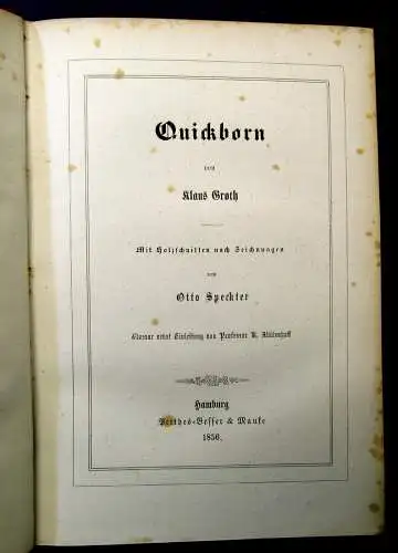 Groth Quickborn 1856 mit Holzschnitten nach Zeichungen Belletristik Geschichte m