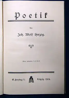 Herzog Poetik in Theorie 1914 selten Belletrsitik Schema Thematik Erzählungen js