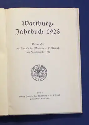 Wartburg Jahrbuch 1927 Fünftes Heft Jahresbericht Ortskunde Landeskunde js