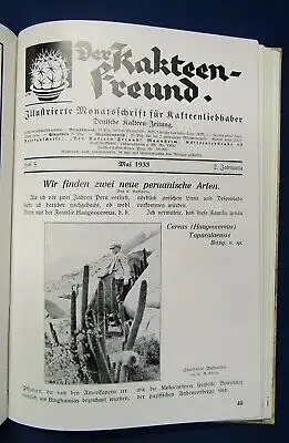 Frida Der Kakteenfreund Monatsschrift 2. Jahrgang 1933 Heft 1-2Pflanzenkunde js