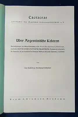 Cactaceae Jahrbücher der Deutschen Kakteengesellschaft E. V. 1939 2 Hefte js