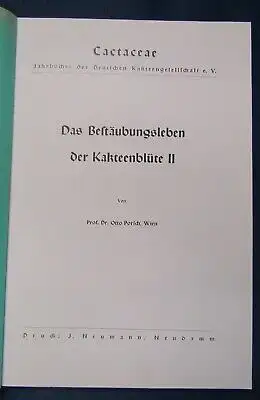 Cactaceae Jahrbücher der Deutschen Kakteengesellschaft E. V. 1939 2 Hefte js