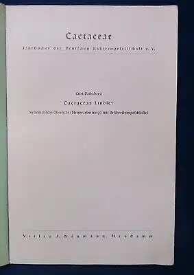 Cactaceae Jahrbücher der Deutschen Kakteengesellschaft E. V. 1941 2. Teil js