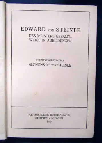 Steinle Edward von Steinle des Meisters Gesamtwerk in Abbildungen 1910 Kunst sf