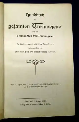 Gasch Handbuch des gesamten Turnwesens 1920 Sport Geschichte js