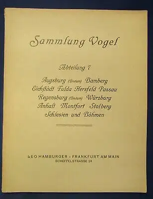 Sammlung Vogel Abteilung VII 1927 Versteigerung im Auftrag des Erben Wissen js