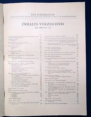 Das Goetheanum Wochenschrift für Anthroposophie u. Dreigliederung 8.Jg. 1929 js