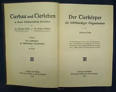 Hesse Tierbau u. Tierleben 2 Bde 1901/ 1914 selbständiger Organismus Zoologie js