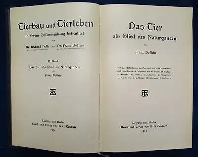 Hesse Tierbau u. Tierleben 2 Bde 1901/ 1914 selbständiger Organismus Zoologie js