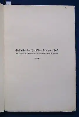 Zech Geschichte der Badischen Truppen 1809 17 Skizzen 1 Karte 1909 Militaria js