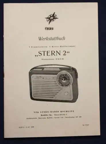 Orig. Prospekt RFT Werkstattbuch "Stern 2" 1961 Radio Rochlitz Technik sf