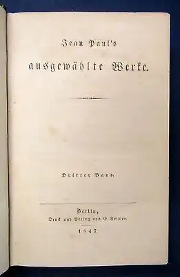 Jean Pauls ausgewählte Werke 1847 Bd. 1-14(von 16) Lyrik Klassiker js