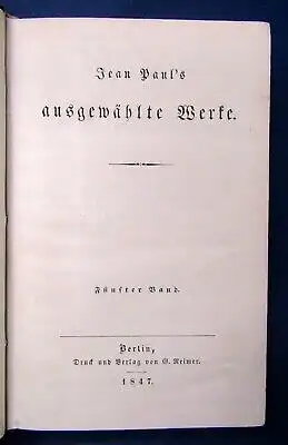 Jean Pauls ausgewählte Werke 1847 Bd. 1-14(von 16) Lyrik Klassiker js