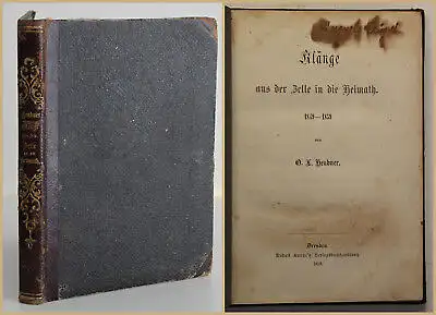 Heubner Klänge aus der Zelle in die Heimath 1859 Literatur Geschichte sf