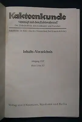 Kakteenkunde Jahrgang 1937 Heft 1- 12 Natur Wissen  Botanik Pflanzenkunde js