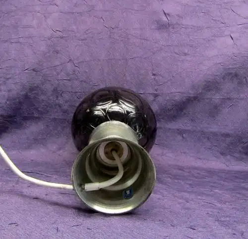 Designer Vintage Tischlampe "Space Age"Stil 1960er Jahre Zinnfuß Rauchglaß mund.