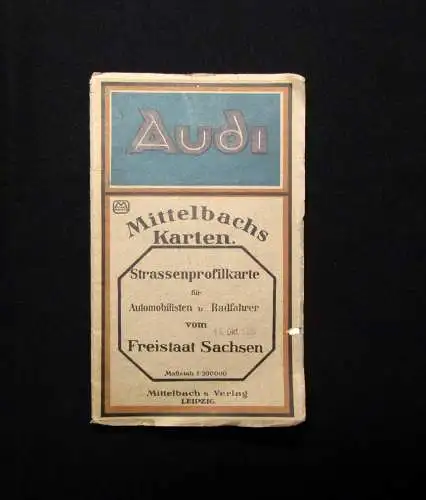 Mittelbachs Karten Strassenprofilkarte Freistaat Sachsen Aotomobilisten 1925