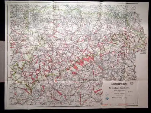 Mittelbachs Karten Strassenprofilkarte Freistaat Sachsen Aotomobilisten 1925