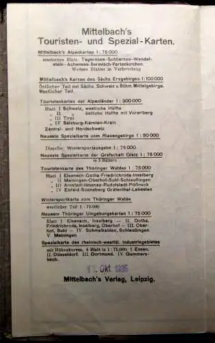 Mittelbachs Karten Strassenprofilkarte Freistaat Sachsen Aotomobilisten 1925