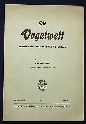 Diesselhorst Die Vogelwelt 1961 Zeitschrift Vogelkunde Vogelschutz Natur sf