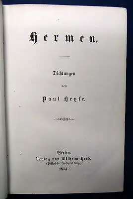 Heyse Hermen 1854 Dichtungen Erstausgabe Belletristik Klassiker Literatur sf