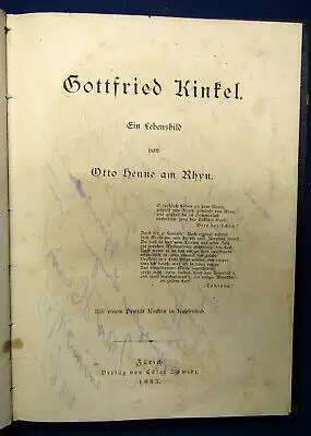 Rhyn Gottfried Kinkel (Lebensbild) 1883 Lebensgeschichte Werk Unterhaltung sf